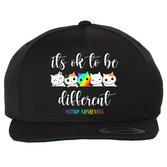 Autism Awareness Cat Its Ok To Be Different Autistic Wool Snapback Cap