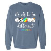 Autism Awareness Cat Its Ok To Be Different Autistic Garment-Dyed Sweatshirt
