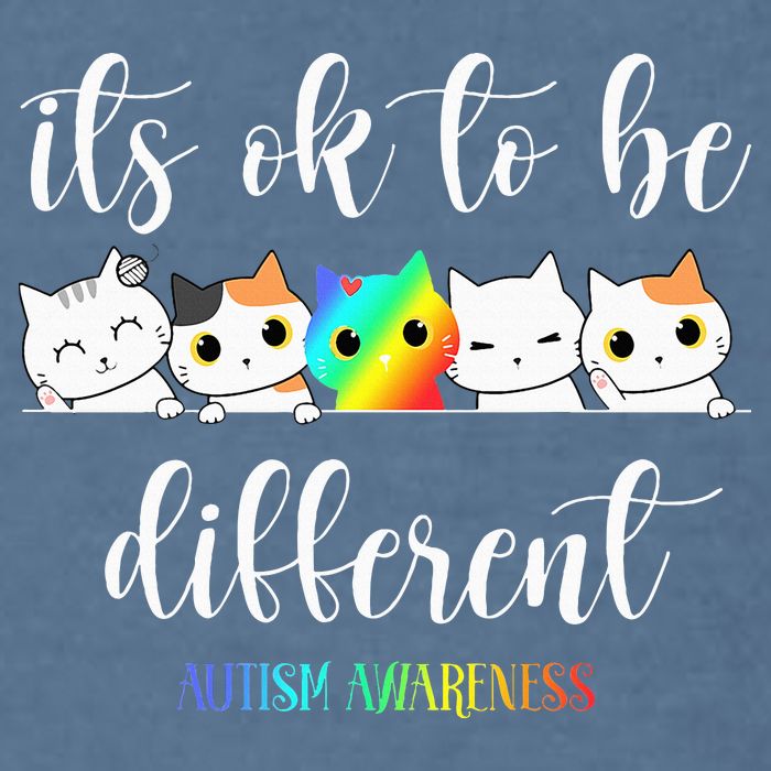 Autism Awareness Cat Its Ok To Be Different Autistic Garment-Dyed Sweatshirt