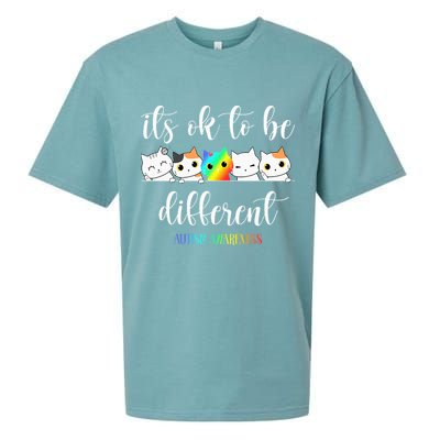 Autism Awareness Cat Its Ok To Be Different Autistic Sueded Cloud Jersey T-Shirt