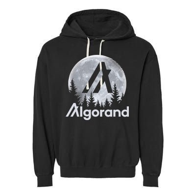 Algorand ALGO Coin Cryptocurrency Wilderness Full Moon Garment-Dyed Fleece Hoodie