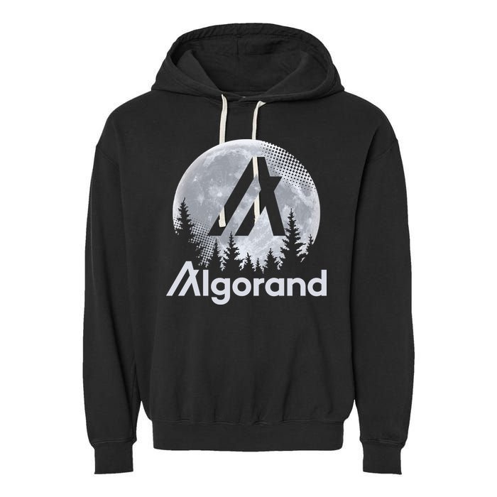 Algorand ALGO Coin Cryptocurrency Wilderness Full Moon Garment-Dyed Fleece Hoodie