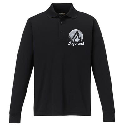 Algorand ALGO Coin Cryptocurrency Wilderness Full Moon Performance Long Sleeve Polo