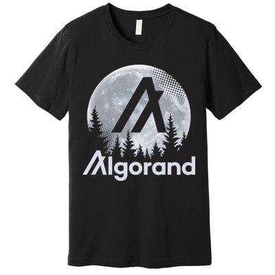 Algorand ALGO Coin Cryptocurrency Wilderness Full Moon Premium T-Shirt