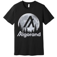 Algorand ALGO Coin Cryptocurrency Wilderness Full Moon Premium T-Shirt