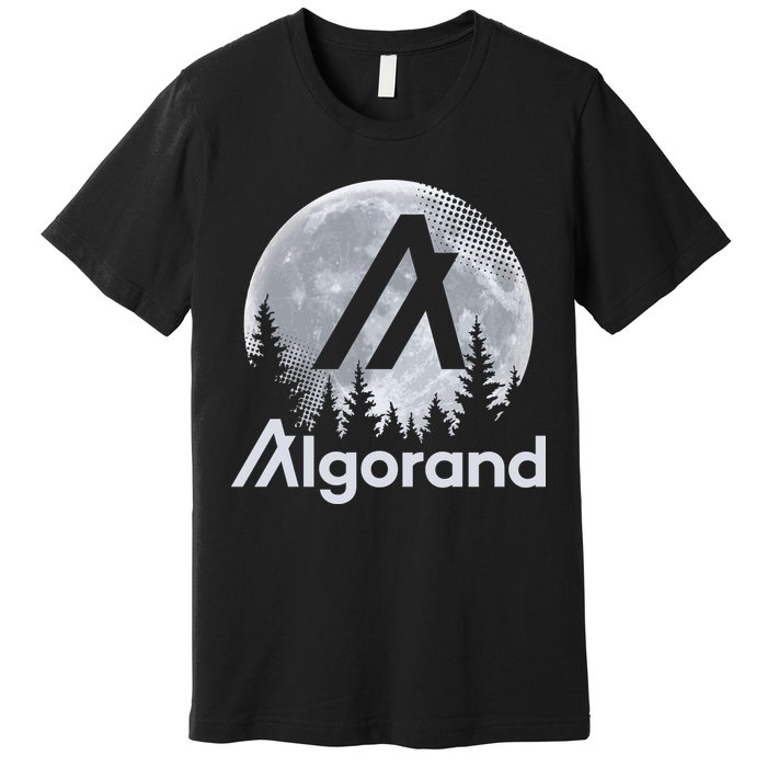Algorand ALGO Coin Cryptocurrency Wilderness Full Moon Premium T-Shirt