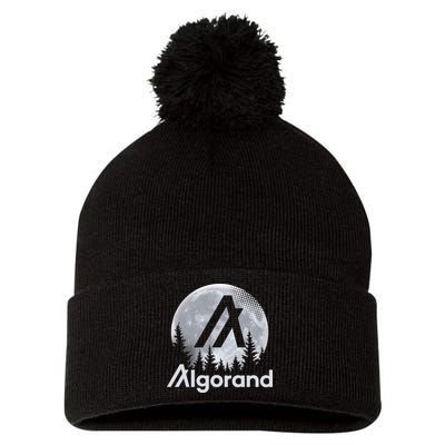 Algorand ALGO Coin Cryptocurrency Wilderness Full Moon Pom Pom 12in Knit Beanie