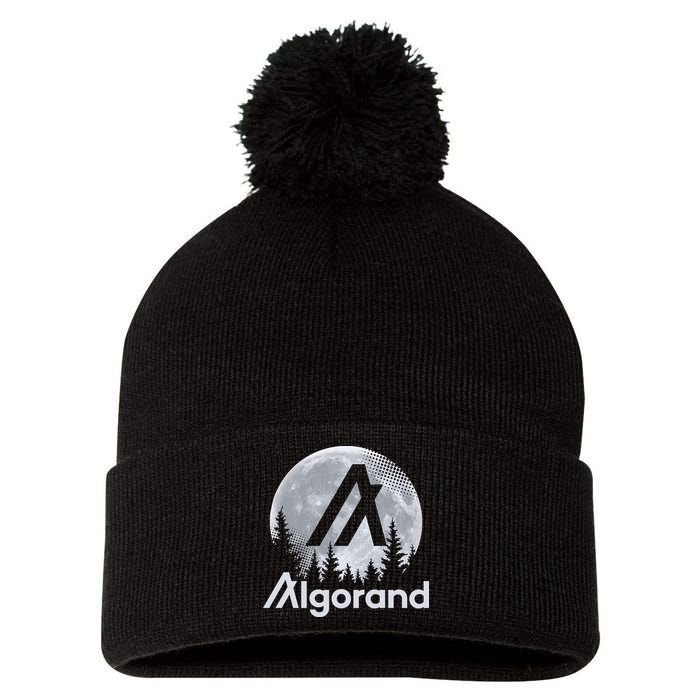 Algorand ALGO Coin Cryptocurrency Wilderness Full Moon Pom Pom 12in Knit Beanie