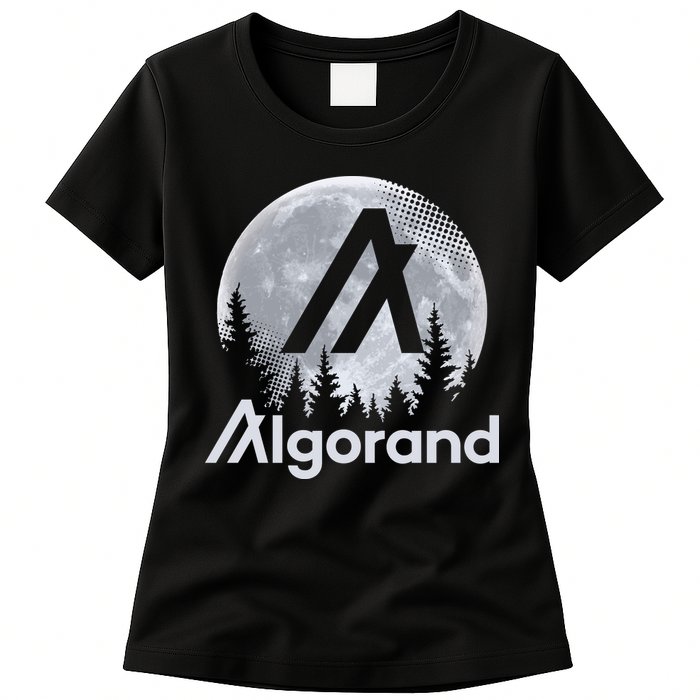 Algorand ALGO Coin Cryptocurrency Wilderness Full Moon Womens T-Shirt
