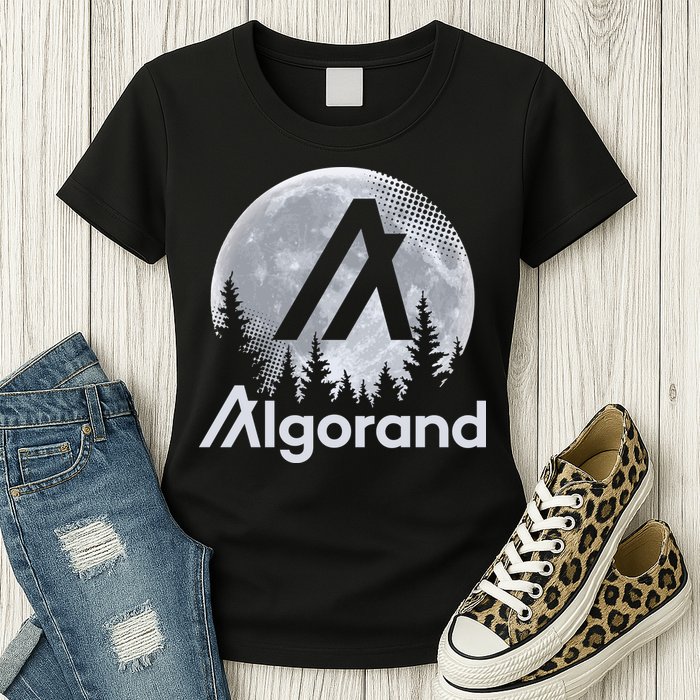 Algorand ALGO Coin Cryptocurrency Wilderness Full Moon Womens T-Shirt