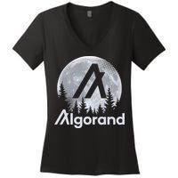Algorand ALGO Coin Cryptocurrency Wilderness Full Moon Women's V-Neck T-Shirt