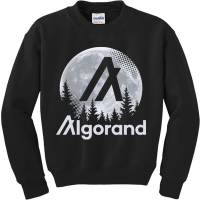 Algorand ALGO Coin Cryptocurrency Wilderness Full Moon Kids Sweatshirt