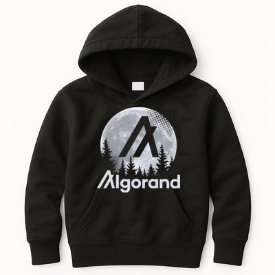 Algorand ALGO Coin Cryptocurrency Wilderness Full Moon Kids Hoodie