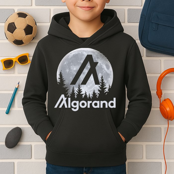 Algorand ALGO Coin Cryptocurrency Wilderness Full Moon Kids Hoodie