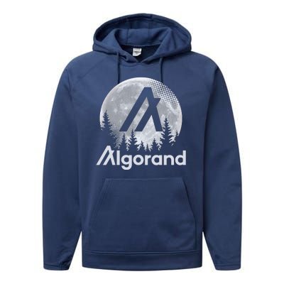 Algorand ALGO Coin Cryptocurrency Wilderness Full Moon Performance Fleece Hoodie