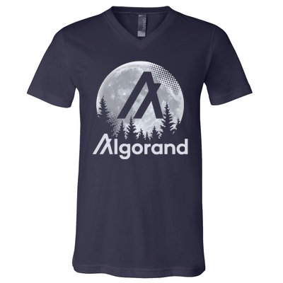 Algorand ALGO Coin Cryptocurrency Wilderness Full Moon V-Neck T-Shirt