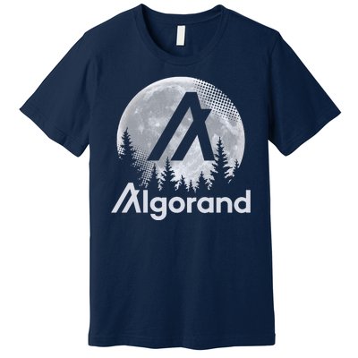 Algorand ALGO Coin Cryptocurrency Wilderness Full Moon Premium T-Shirt