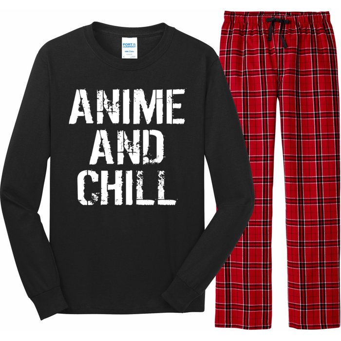 Anime And Chill Humorous Fun Humor Long Sleeve Pajama Set