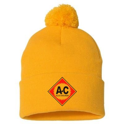 Allis And Chalmers Retro Farm Tractor Pom Pom 12in Knit Beanie