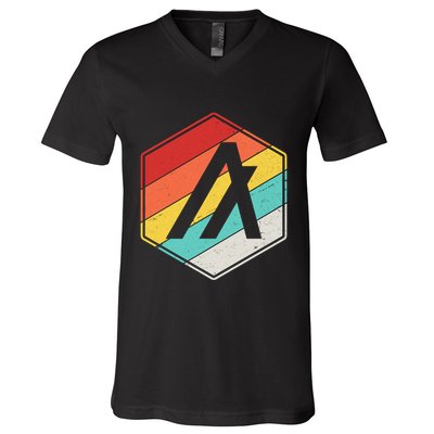 Algorand ALGO Coin Cryptocurrency Retro Colors V-Neck T-Shirt