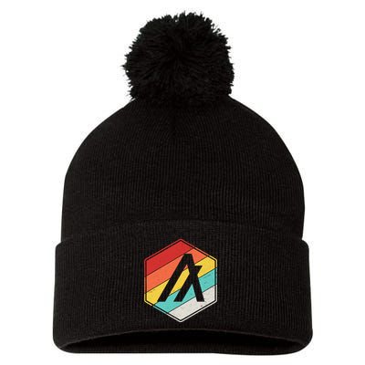 Algorand ALGO Coin Cryptocurrency Retro Colors Pom Pom 12in Knit Beanie