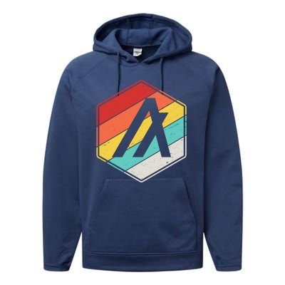 Algorand ALGO Coin Cryptocurrency Retro Colors Performance Fleece Hoodie