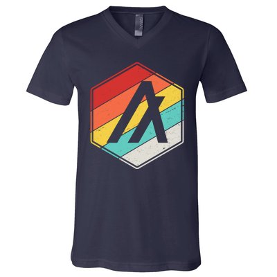 Algorand ALGO Coin Cryptocurrency Retro Colors V-Neck T-Shirt