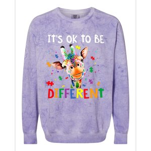 Autism Awareness Cute Giraffe Animal It's Ok To Be Different Colorblast Crewneck Sweatshirt