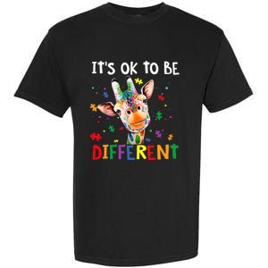 Autism Awareness Cute Giraffe Animal It's Ok To Be Different Garment-Dyed Heavyweight T-Shirt