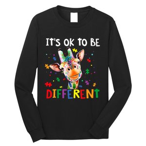 Autism Awareness Cute Giraffe Animal It's Ok To Be Different Long Sleeve Shirt