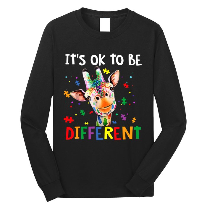 Autism Awareness Cute Giraffe Animal It's Ok To Be Different Long Sleeve Shirt