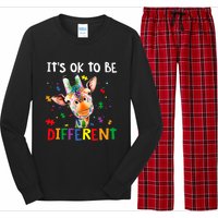 Autism Awareness Cute Giraffe Animal It's Ok To Be Different Long Sleeve Pajama Set