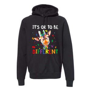 Autism Awareness Cute Giraffe Animal It's Ok To Be Different Premium Hoodie