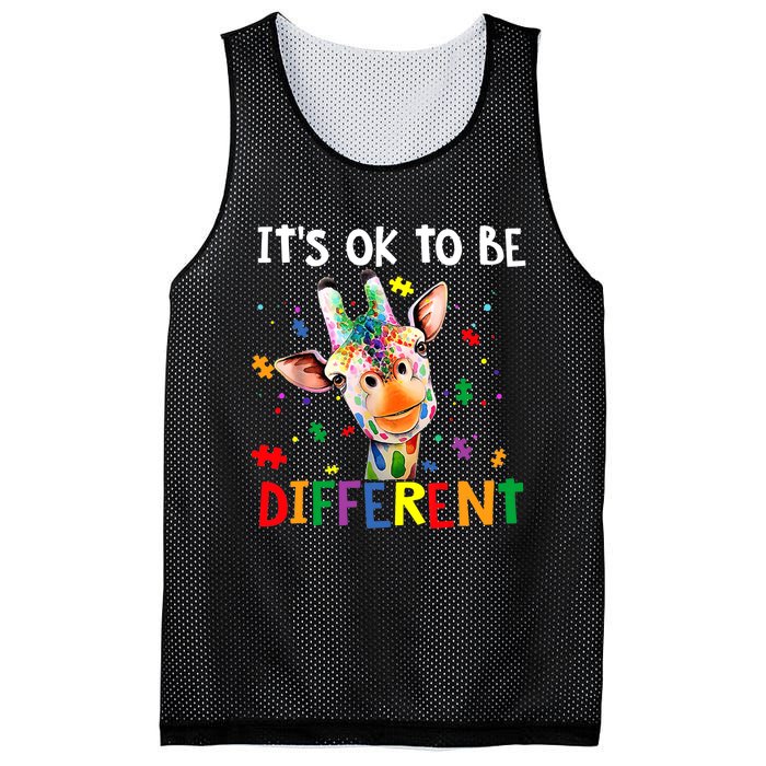 Autism Awareness Cute Giraffe Animal It's Ok To Be Different Mesh Reversible Basketball Jersey Tank