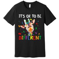 Autism Awareness Cute Giraffe Animal It's Ok To Be Different Premium T-Shirt