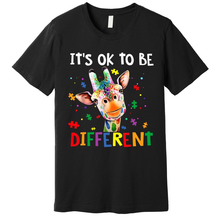 Autism Awareness Cute Giraffe Animal It's Ok To Be Different Premium T-Shirt