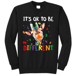 Autism Awareness Cute Giraffe Animal It's Ok To Be Different Tall Sweatshirt