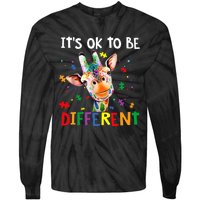 Autism Awareness Cute Giraffe Animal It's Ok To Be Different Tie-Dye Long Sleeve Shirt