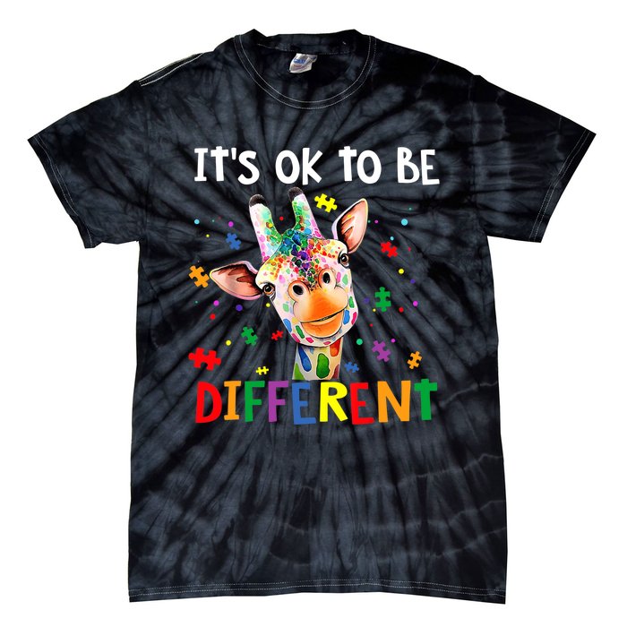 Autism Awareness Cute Giraffe Animal It's Ok To Be Different Tie-Dye T-Shirt