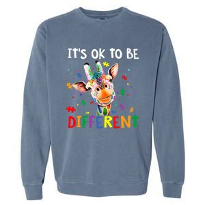 Autism Awareness Cute Giraffe Animal It's Ok To Be Different Garment-Dyed Sweatshirt