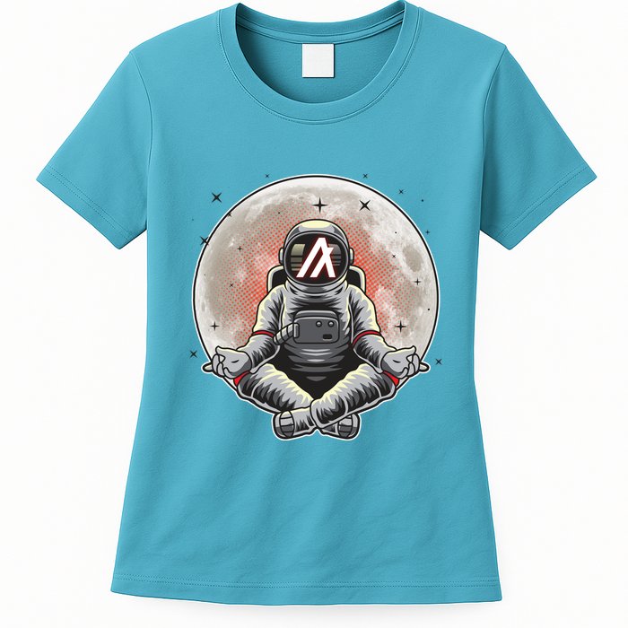 Algorand ALGO Coin Cryptocurrency Yogo Astronaut Womens T-Shirt