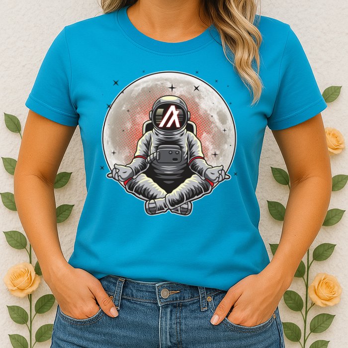 Algorand ALGO Coin Cryptocurrency Yogo Astronaut Womens T-Shirt