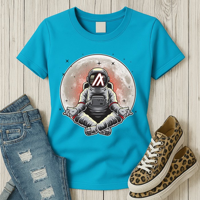 Algorand ALGO Coin Cryptocurrency Yogo Astronaut Womens T-Shirt