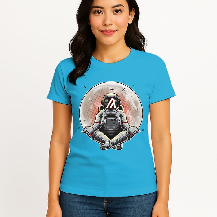 Algorand ALGO Coin Cryptocurrency Yogo Astronaut Womens T-Shirt