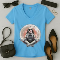 Algorand ALGO Coin Cryptocurrency Yogo Astronaut Women's V-Neck T-Shirt
