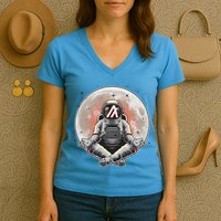 Algorand ALGO Coin Cryptocurrency Yogo Astronaut Women's V-Neck T-Shirt
