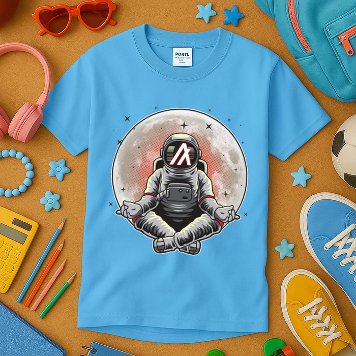Algorand ALGO Coin Cryptocurrency Yogo Astronaut Kids T-Shirt