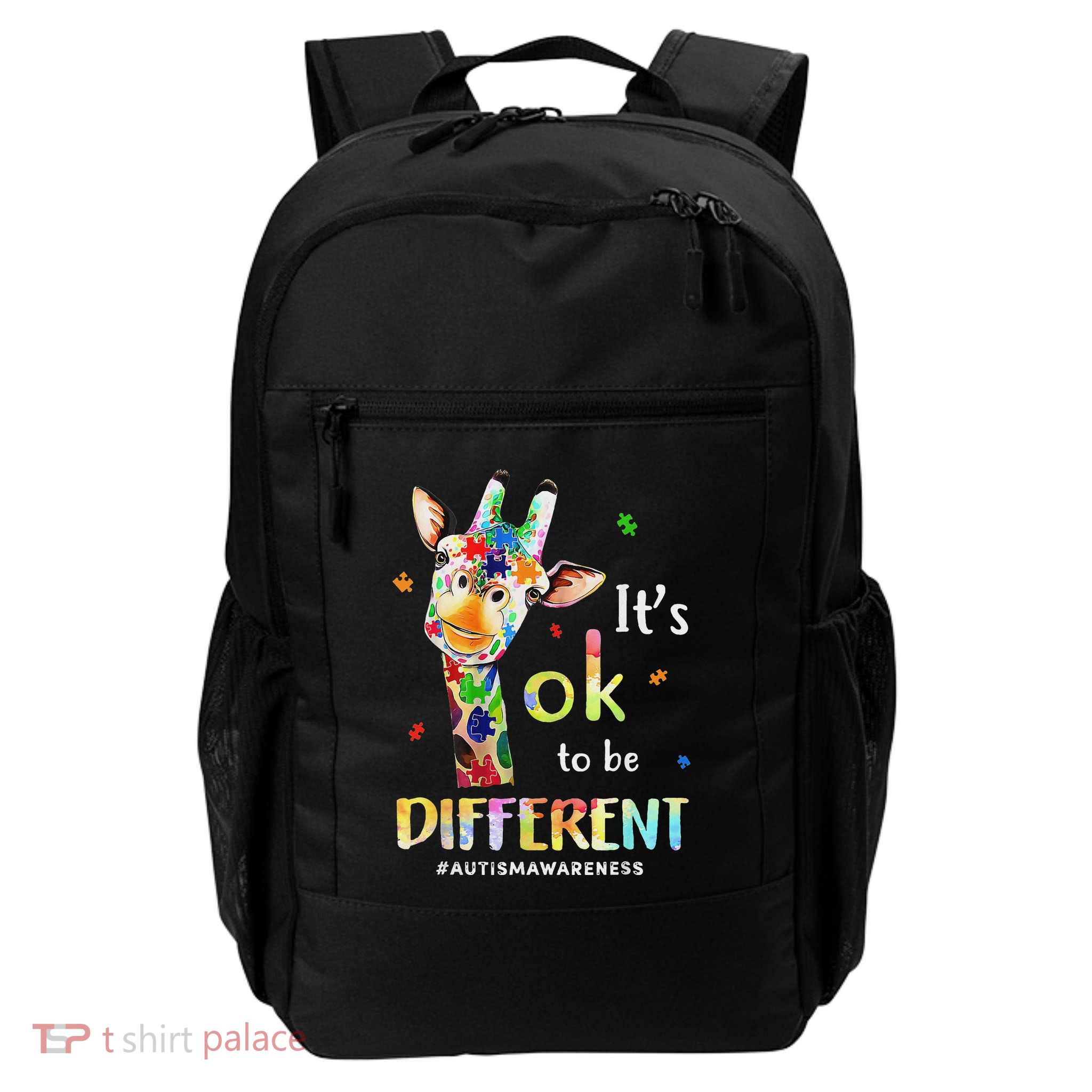 Autism Awareness Cute Giraffe Animal Its Ok To Be Different Daily Commute Backpack