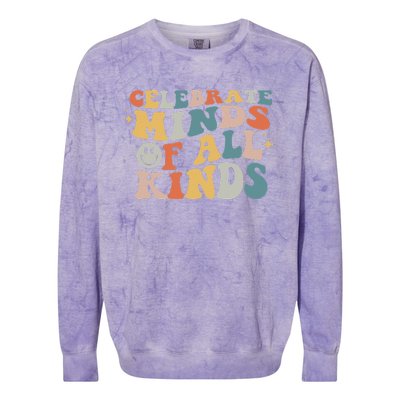 Autism Awareness Celebrate Minds Of All Kinds Neurodiversity  Colorblast Crewneck Sweatshirt