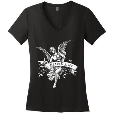 Angel Aesthetic Cherub Vintage Trendy 2000s Heaven Sent Women's V-Neck T-Shirt